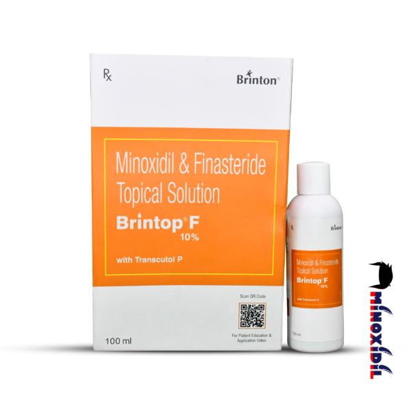 Brintop F solution with 10% Minoxidil and Finasteride by Brinton for promoting thicker hair