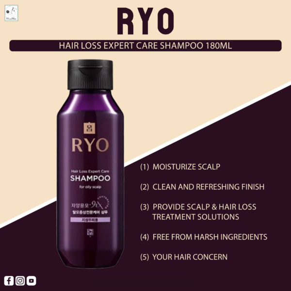 RYO Hair Loss Expert Care Shampoo For Oily Scalp 180ml - Image 2