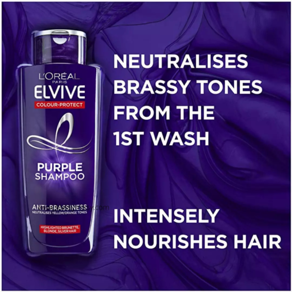 L'Oreal Elvive Colour Protect Anti-Brassiness Purple Shampoo 200ml - Image 4