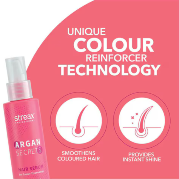 Streax Professional Argan Secrets Colour Protect Hair Serum for Women 100ml - Image 3