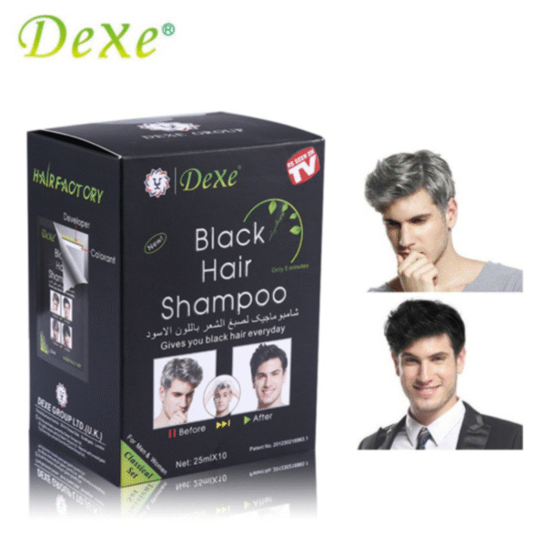 Dexe Black Hair Shampoo 25ml - 10ps | Instant Black Color & Natural Shine - Image 3